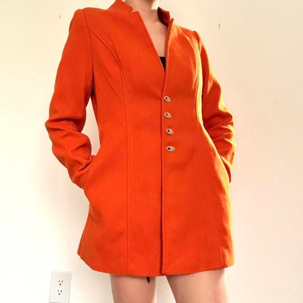 Bright Orange Structured Button Coat - image 5